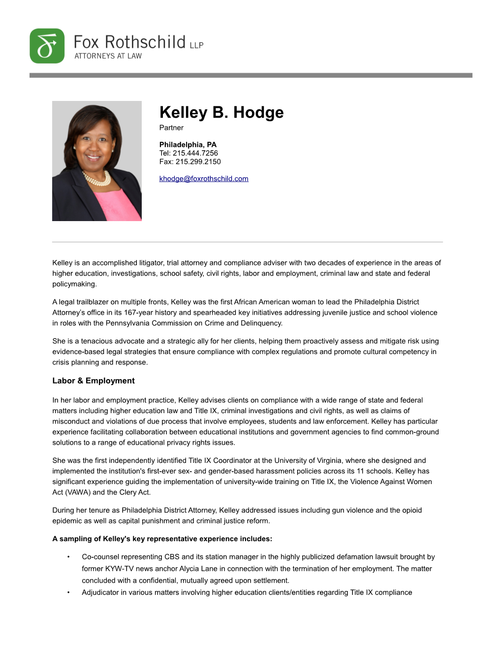 Kelley B. Hodge Partner
