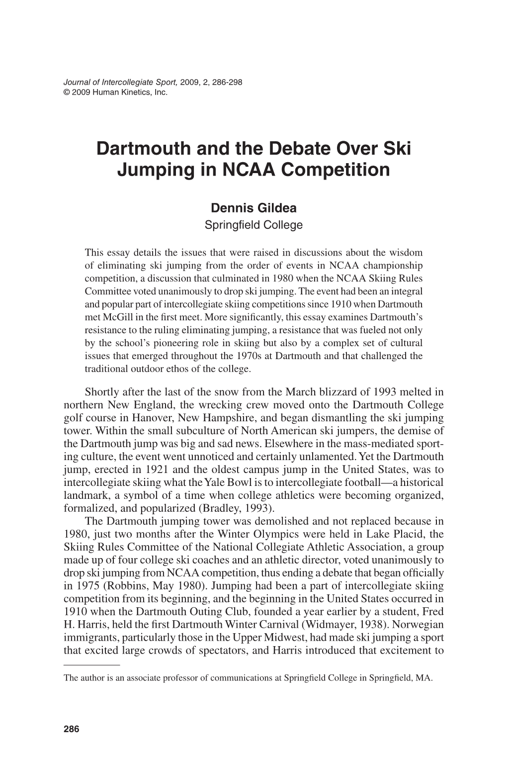 Dartmouth and the Debate Over Ski Jumping in NCAA Competition