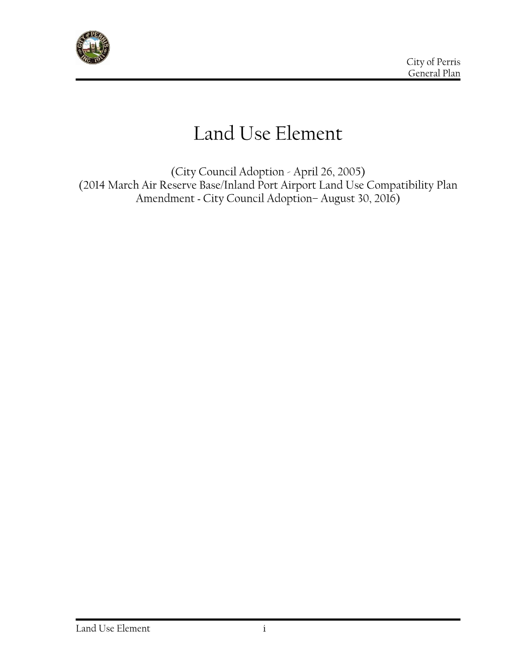Perris General Plan Land Use Element