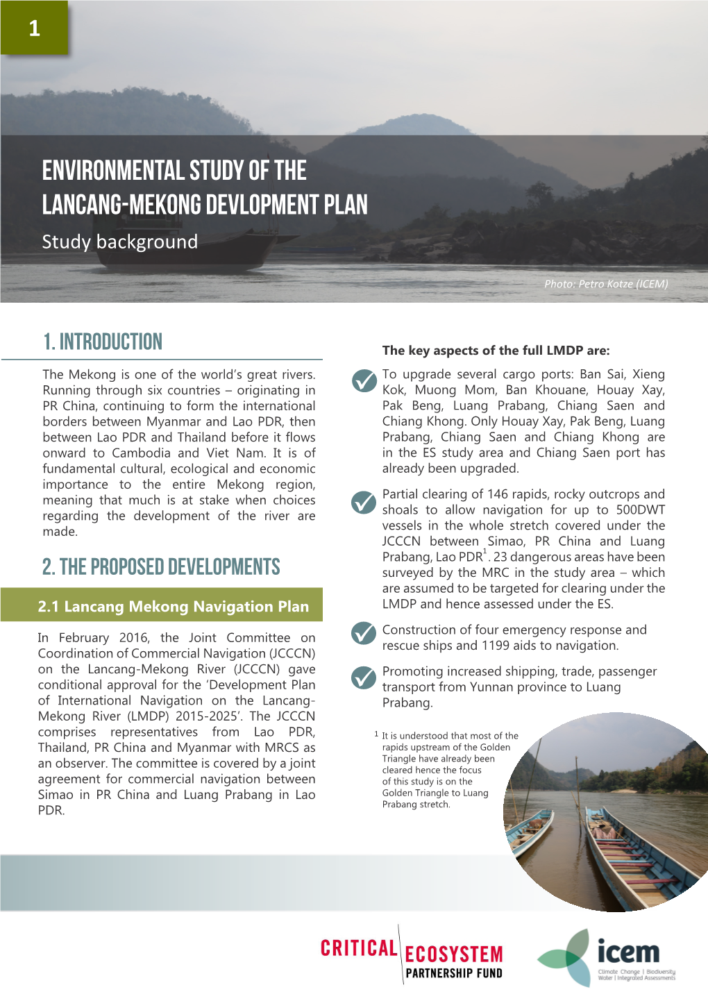 Environmental Study of the Lancang-Mekong Devlopment Plan Study Background