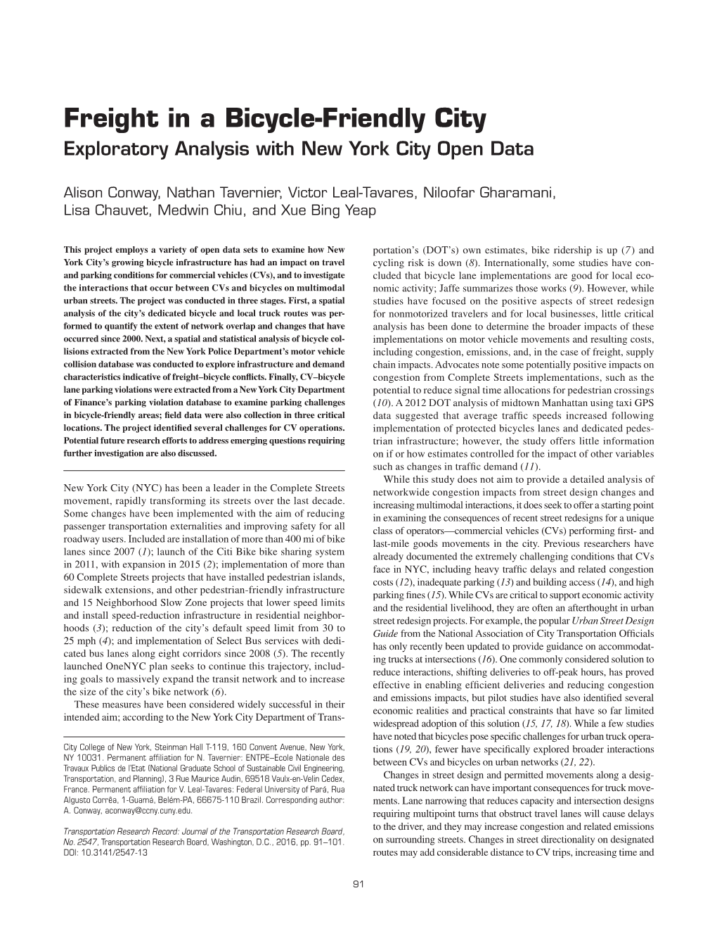 Freight in a Bicycle-Friendly City Exploratory Analysis with New York City Open Data