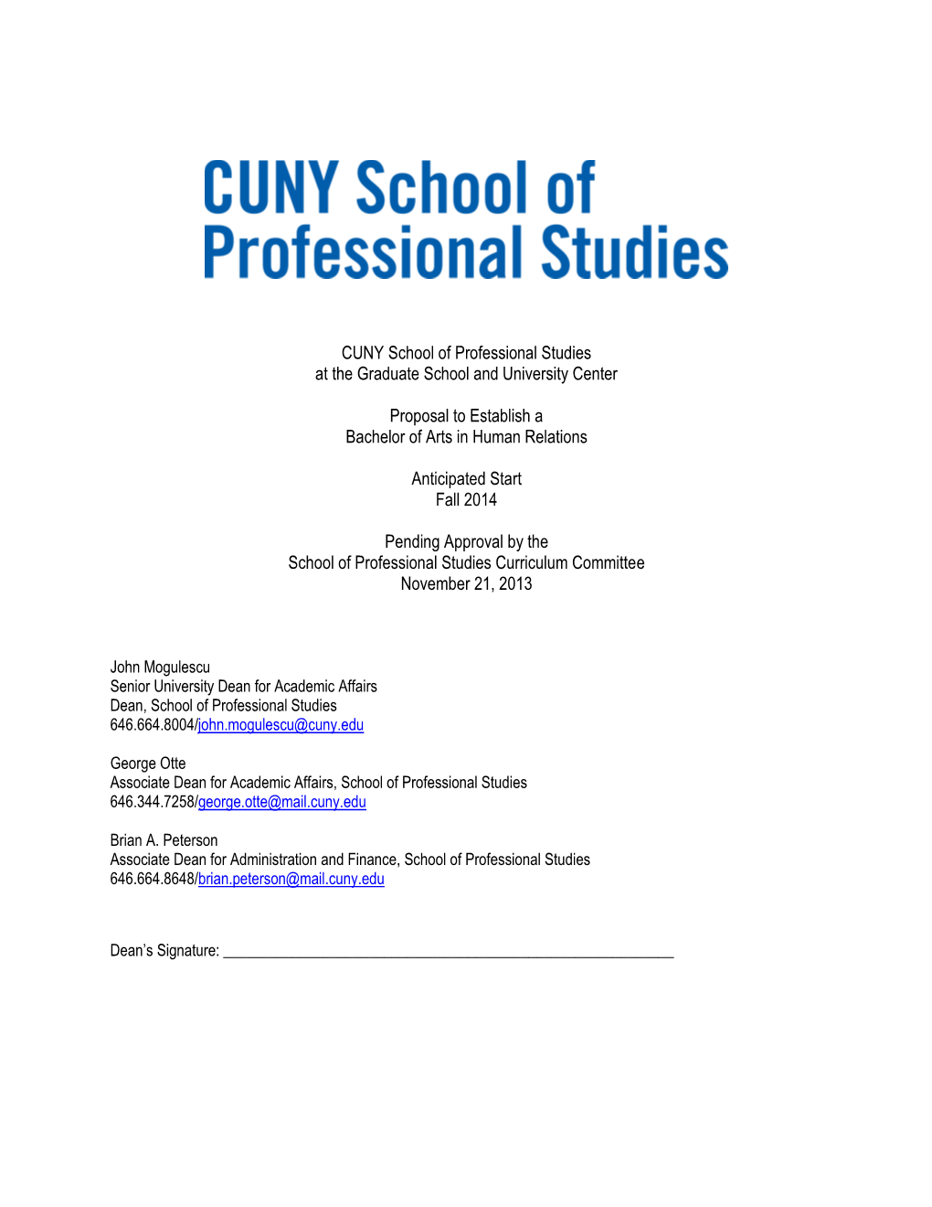 CUNY School of Professional Studies at the Graduate School and University Center