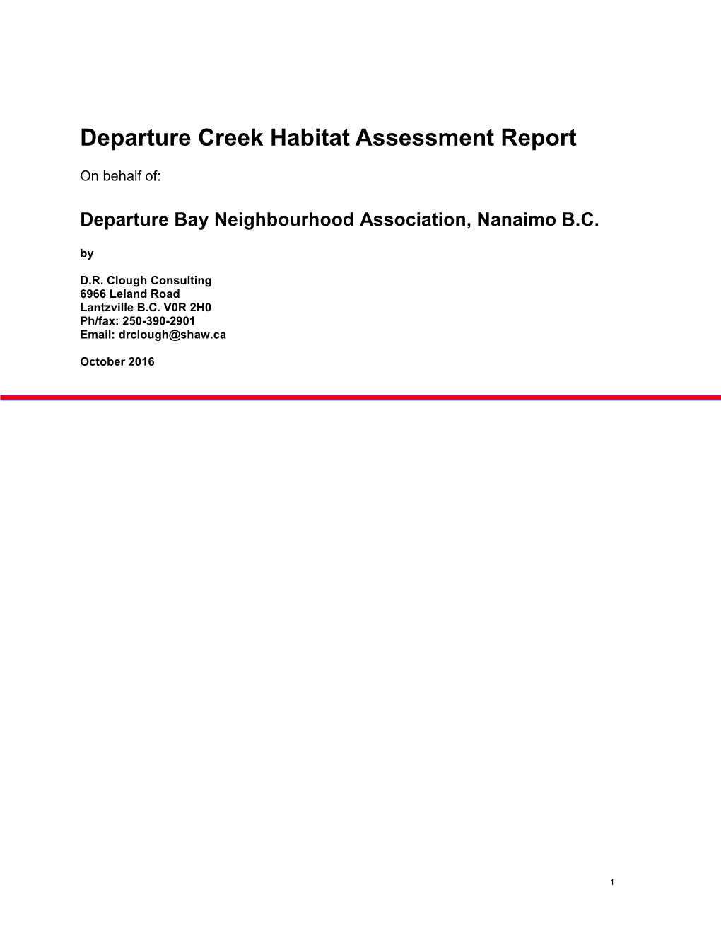 Departure Creek Habitat Assessment Report