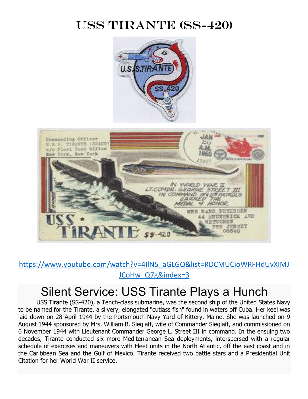 Silent Service: USS Tirante Plays a Hunch