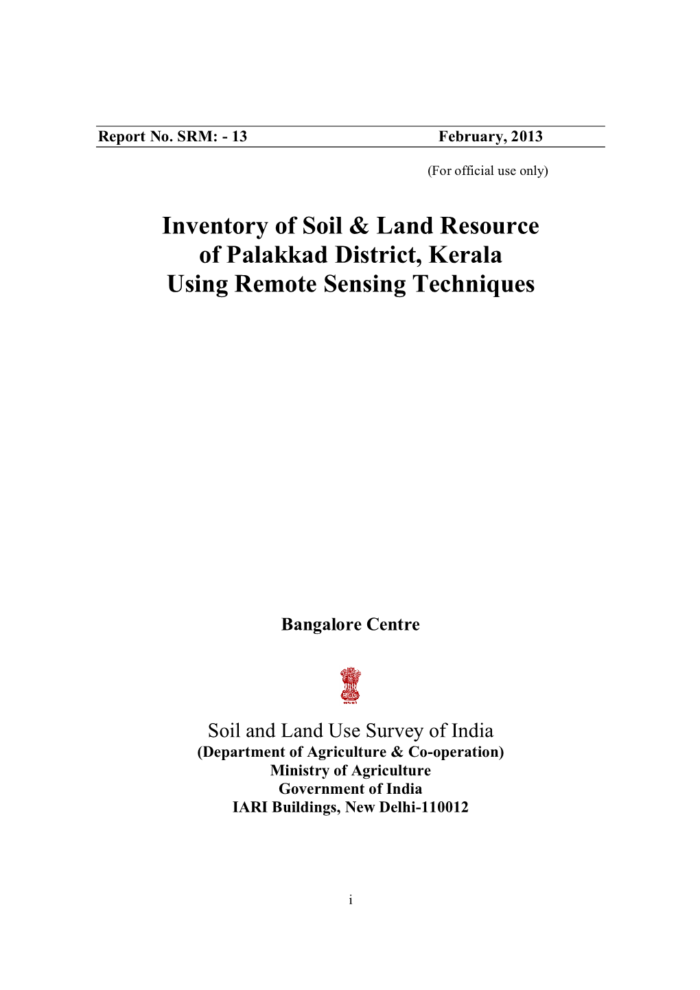 Inventory of Soil & Land Resource of Palakkad District, Kerala Using Remote Sensing Techniques