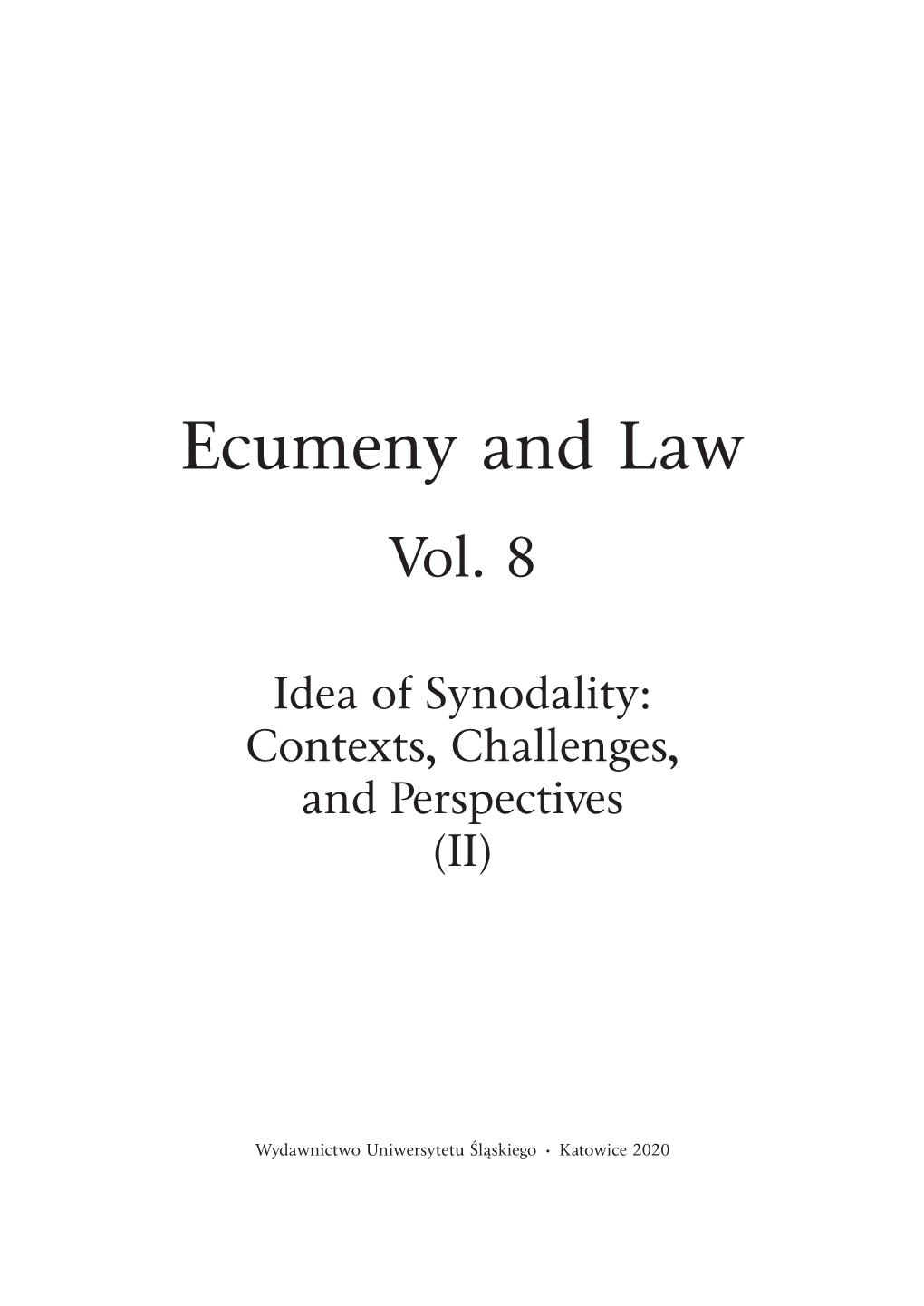 Ecumeny and Law Vol