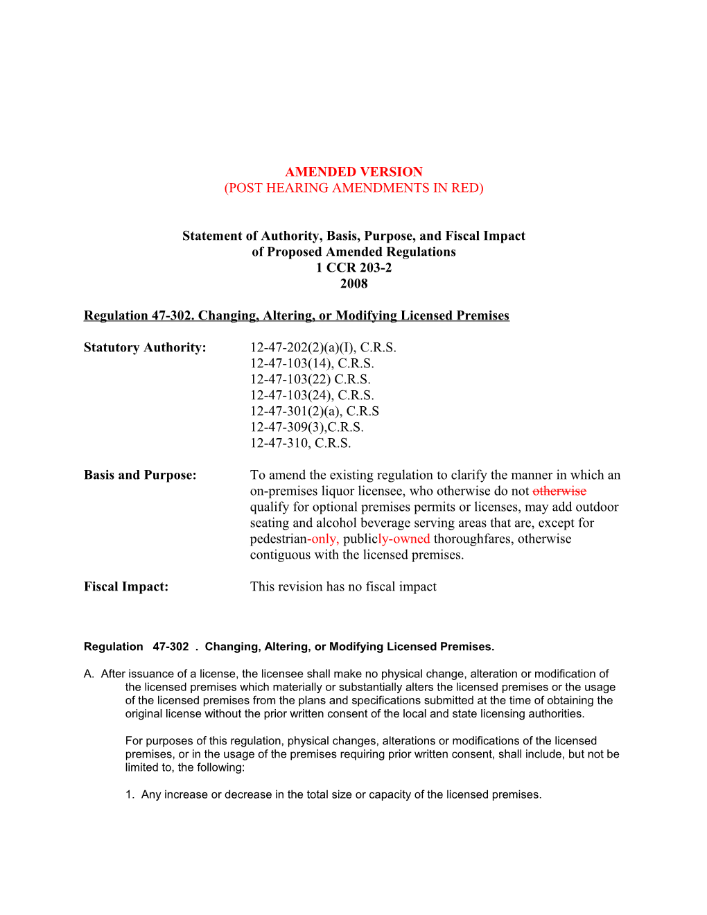 Statement of Authority, Basis, Purpose, and Fiscal Impact s1