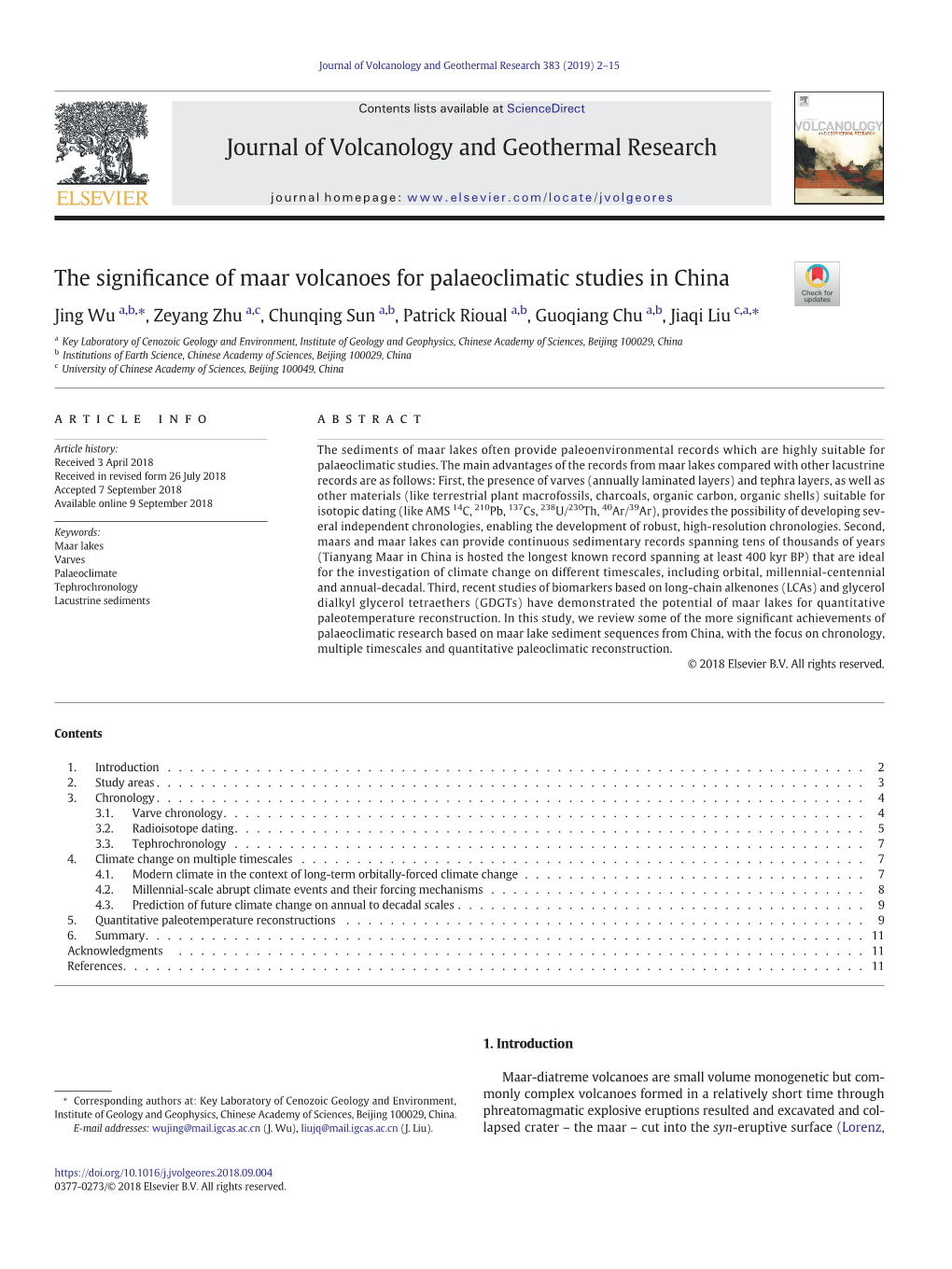 The Significance of Maar Volcanoes for Palaeoclimatic Studies in China