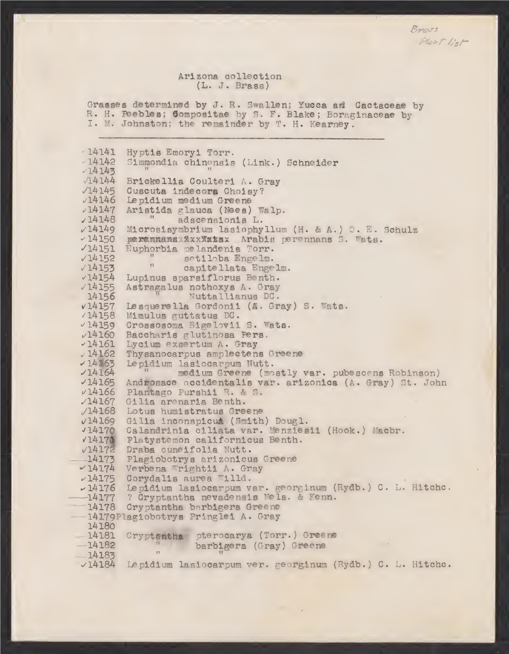 Plant Lists, 1919-1961 (Bulk)