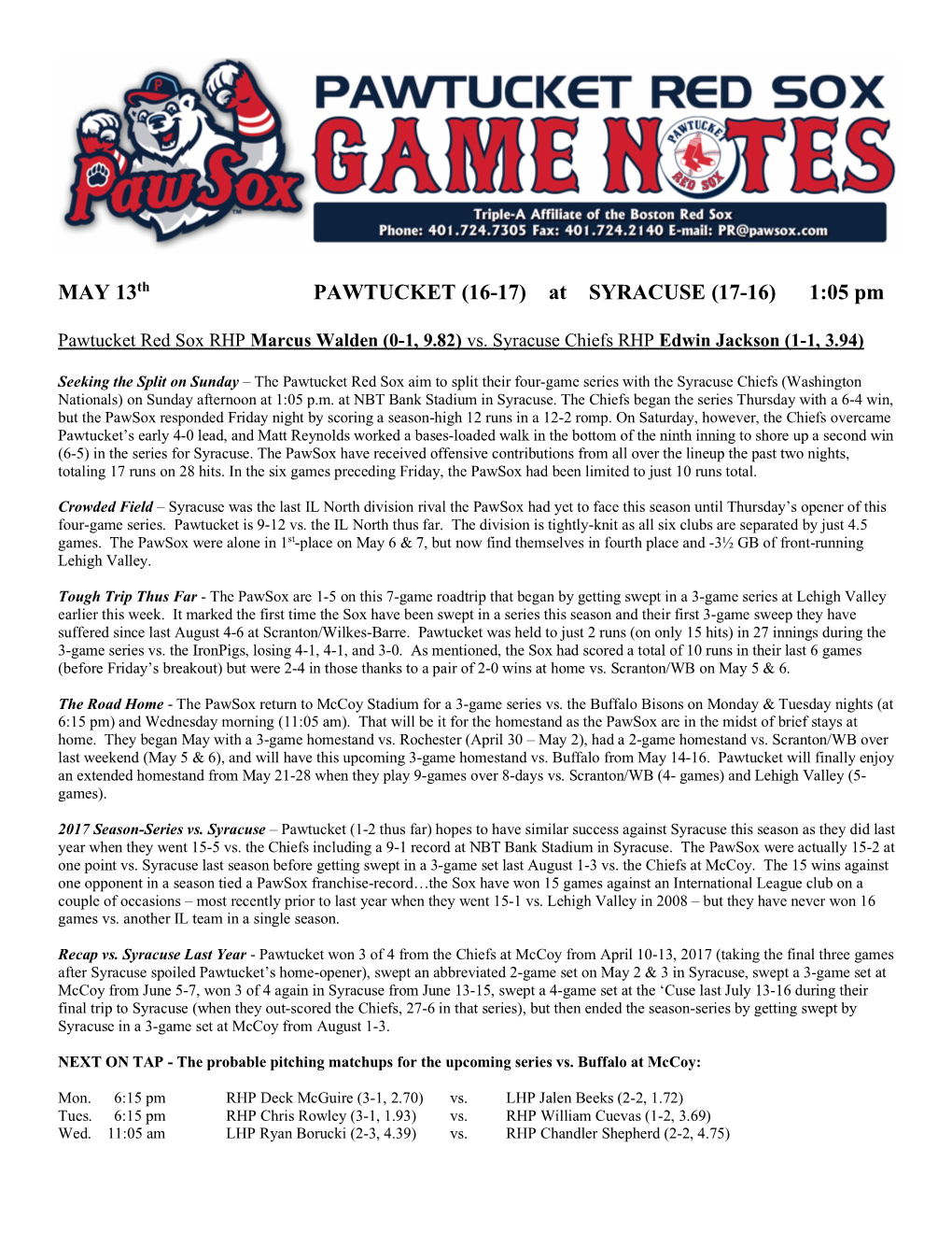To View Today's Game Notes