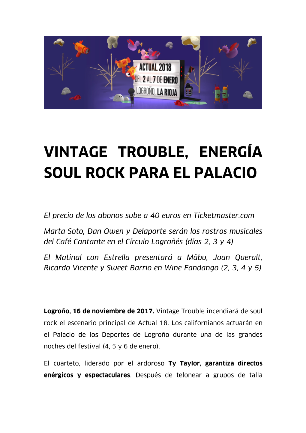 Vintage Trouble, Energía Soul Rock Para El Palacio