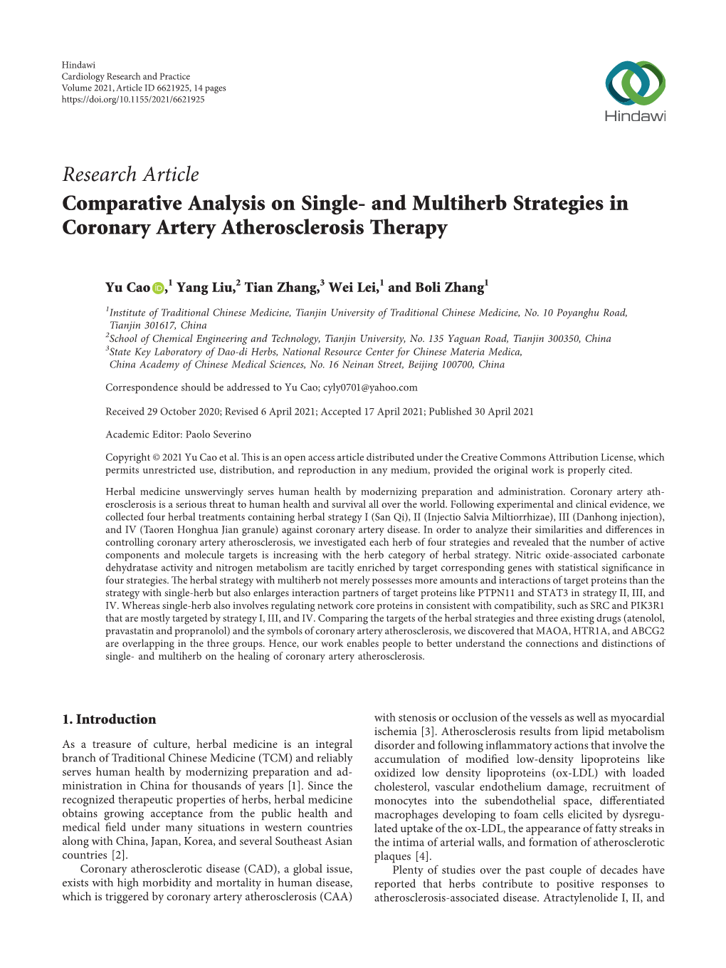 Comparative Analysis on Single-And Multiherb Strategies in Coronary