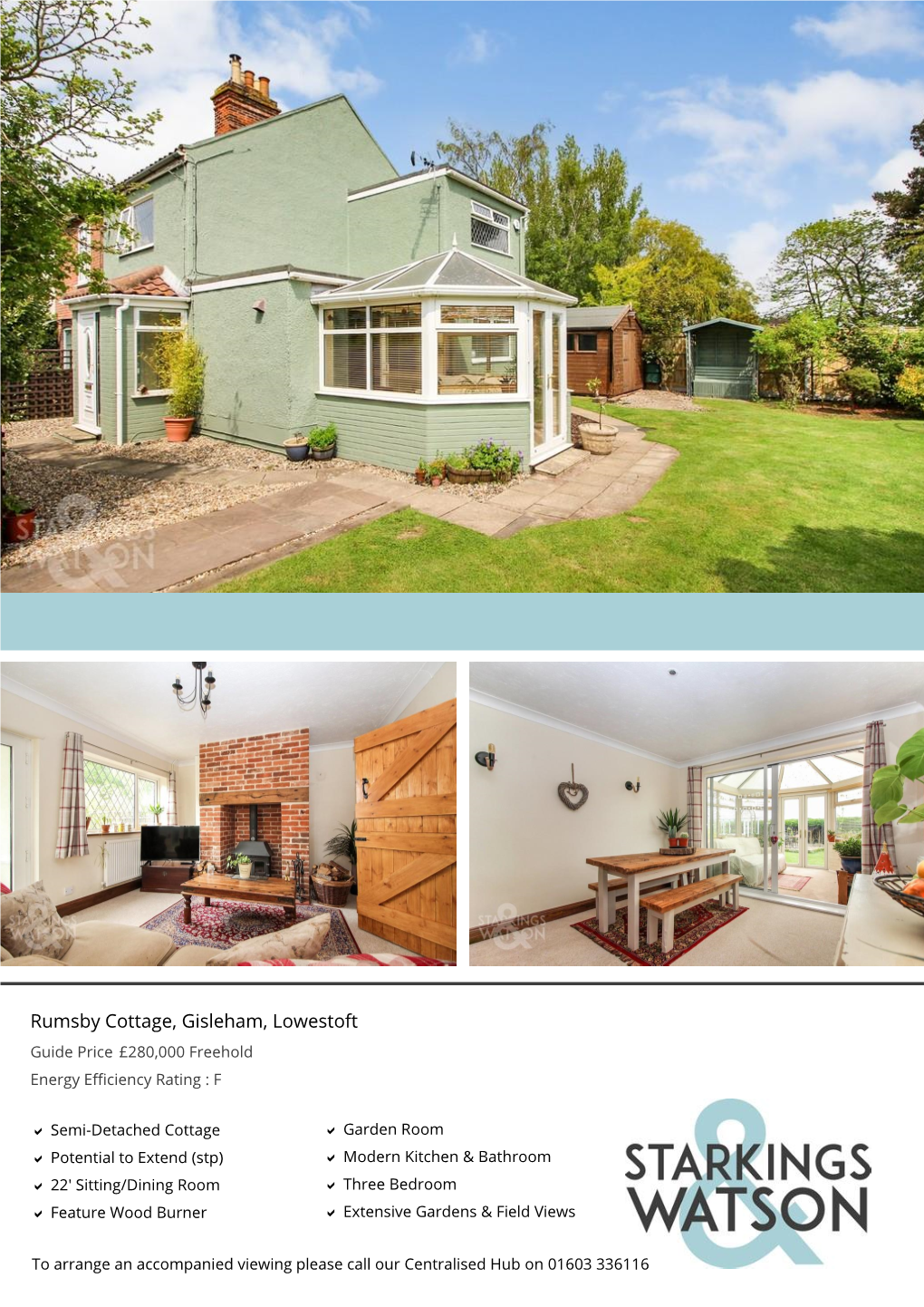 Rumsby Cottage, Gisleham, Lowestoft Guide Price £280,000 Freehold Energy Efficiency Rating : F