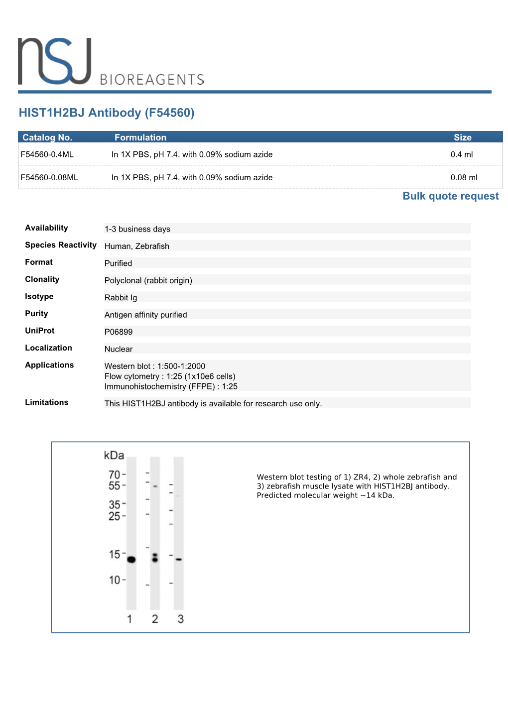 HIST1H2BJ Antibody (F54560)