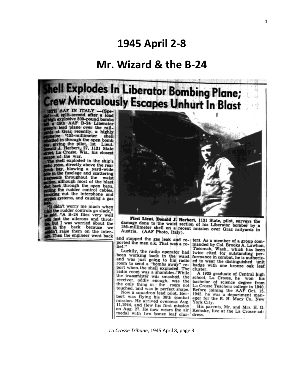 1945 April 2-8 Mr. Wizard & the B-24