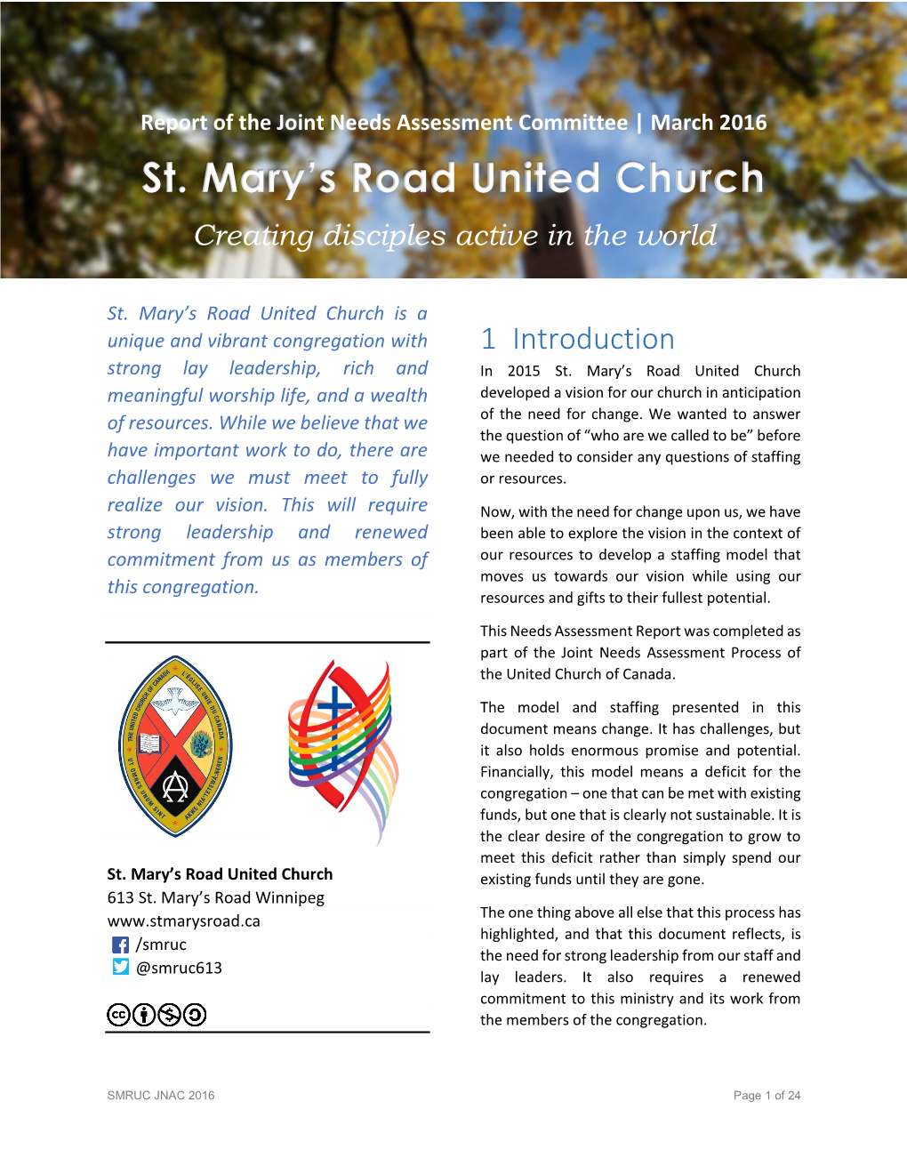 March 2016 St. Mary's Road United Church Creating Disciples Active in the World