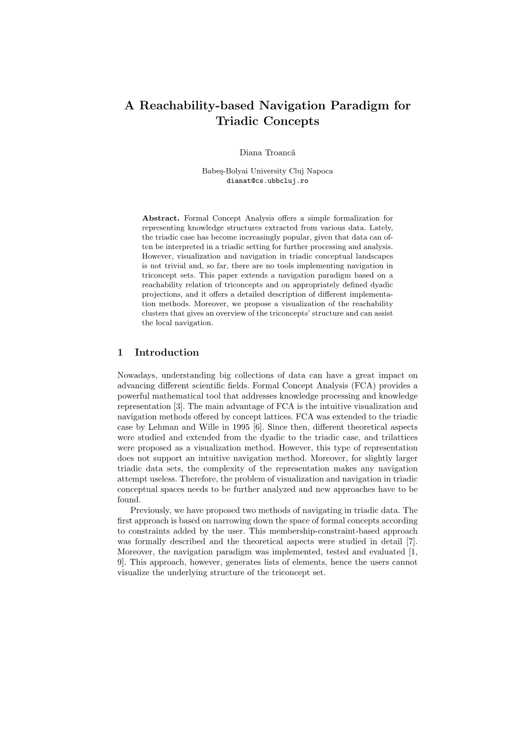 A Reachability-Based Navigation Paradigm for Triadic Concepts