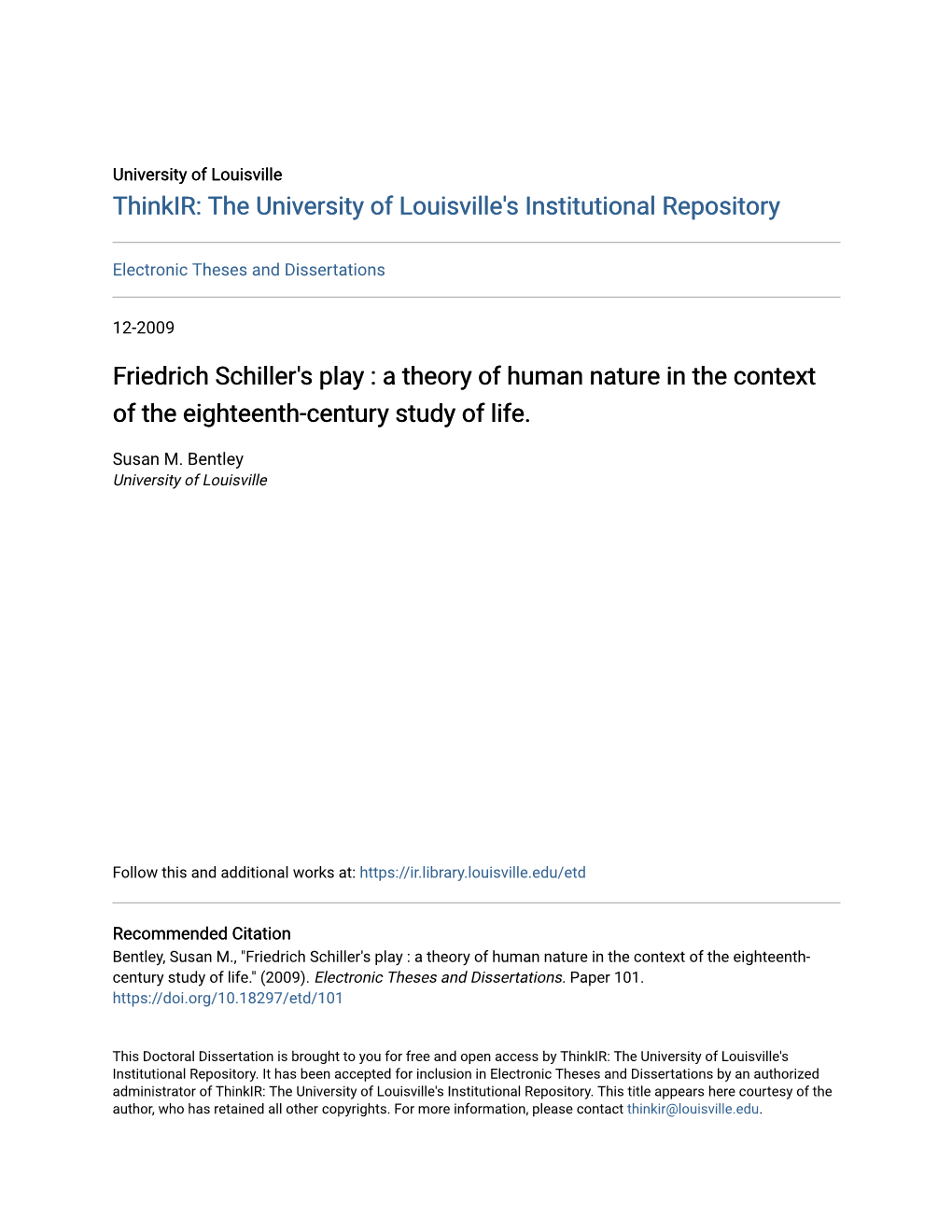 Friedrich Schiller's Play : a Theory of Human Nature in the Context of the Eighteenth-Century Study of Life