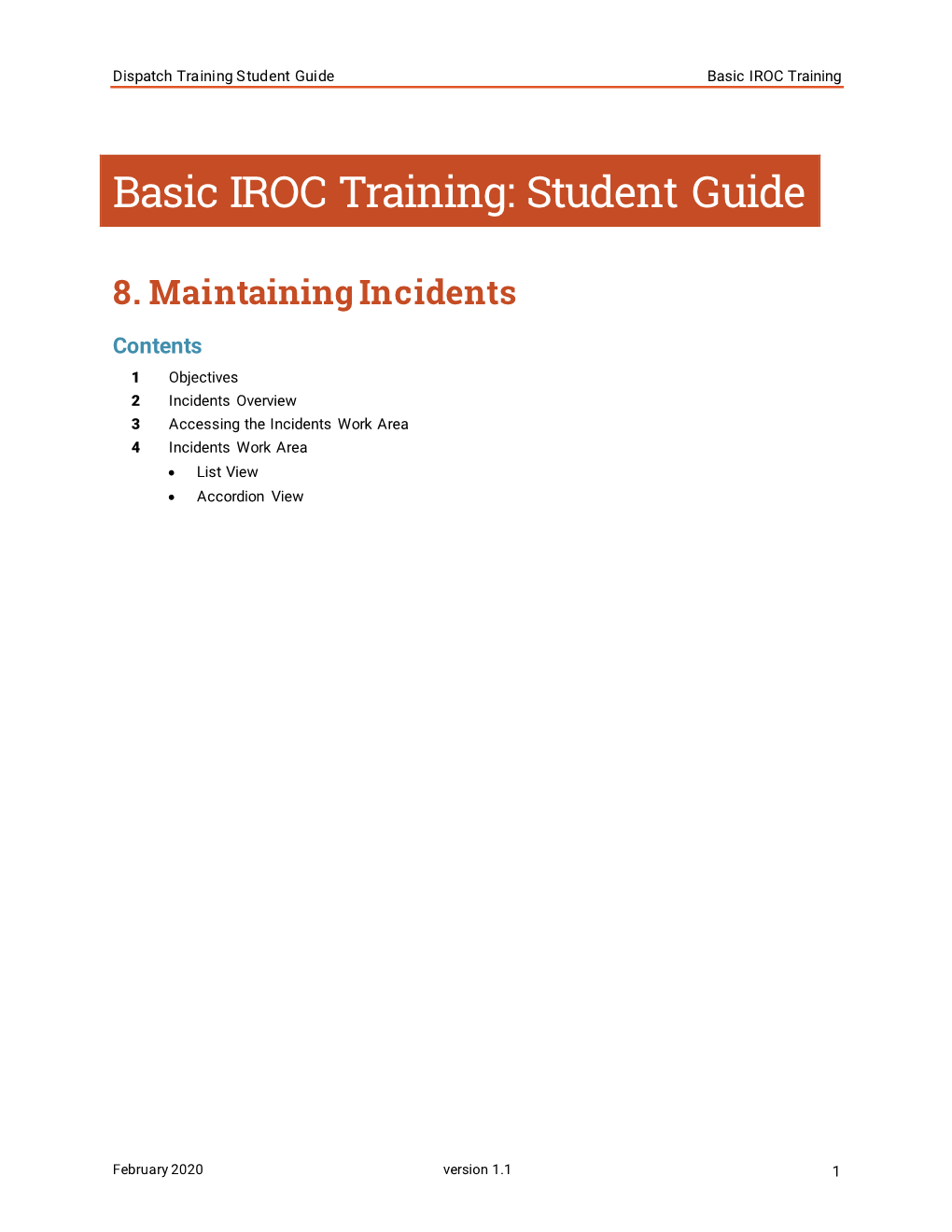 Basic IROC Training: Student Guide