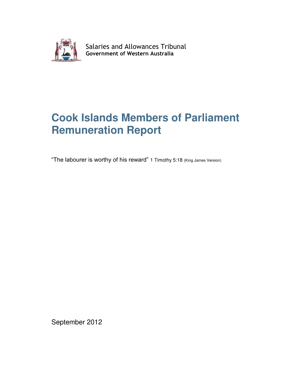 Cook Islands Members of Parliament Remuneration Report