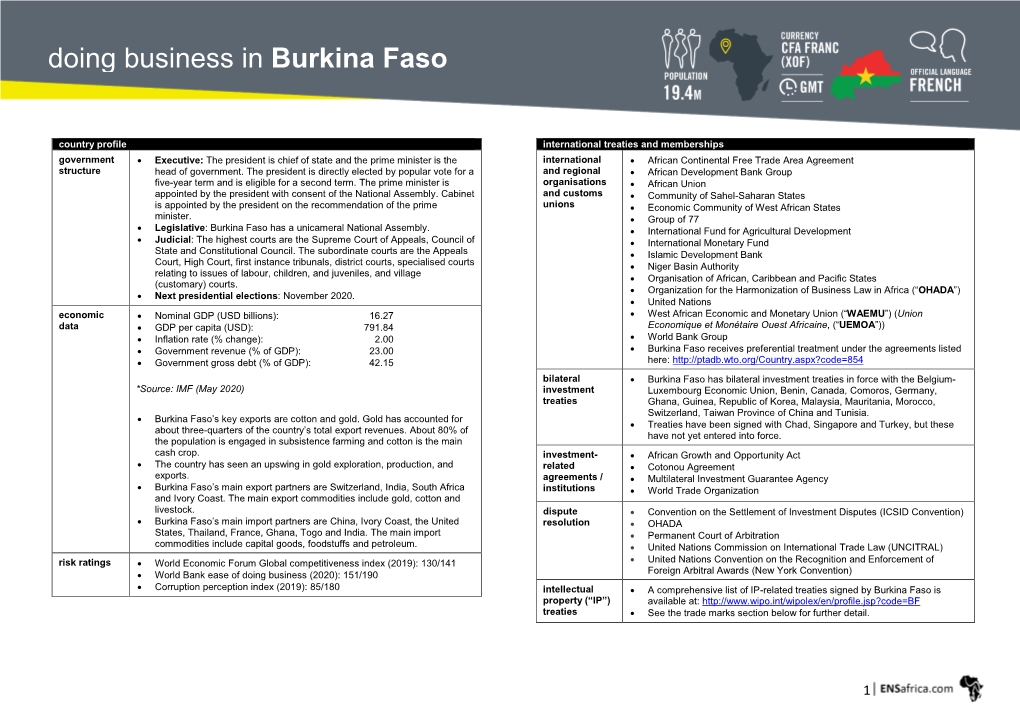 Doing Business in Burkina Faso