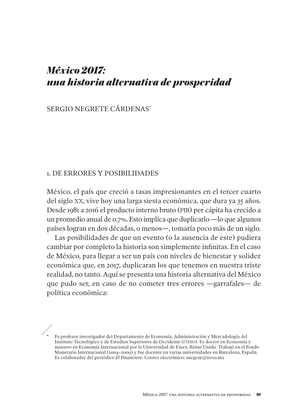 México 2017: Una Historia Alternativa De Prosperidad