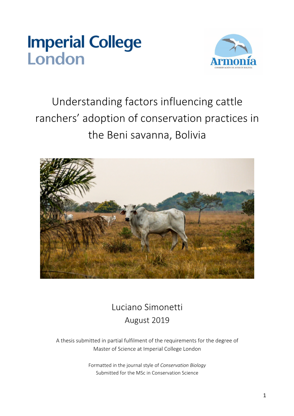 Understanding Factors Influencing Cattle Ranchers' Adoption of Conservation Practices in the Beni Savanna, Bolivia