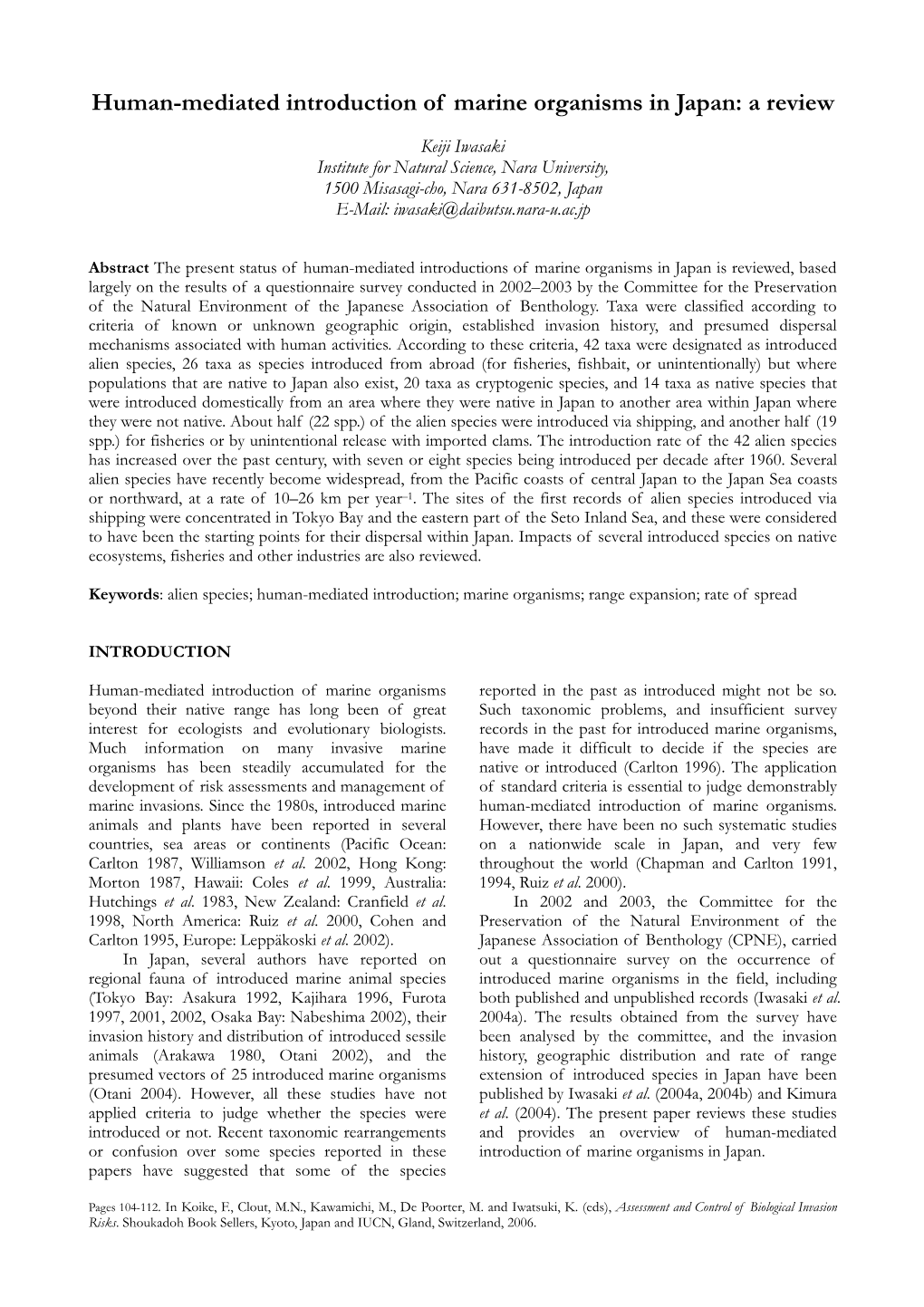 Human-Mediated Introduction of Marine Organisms in Japan: a Review