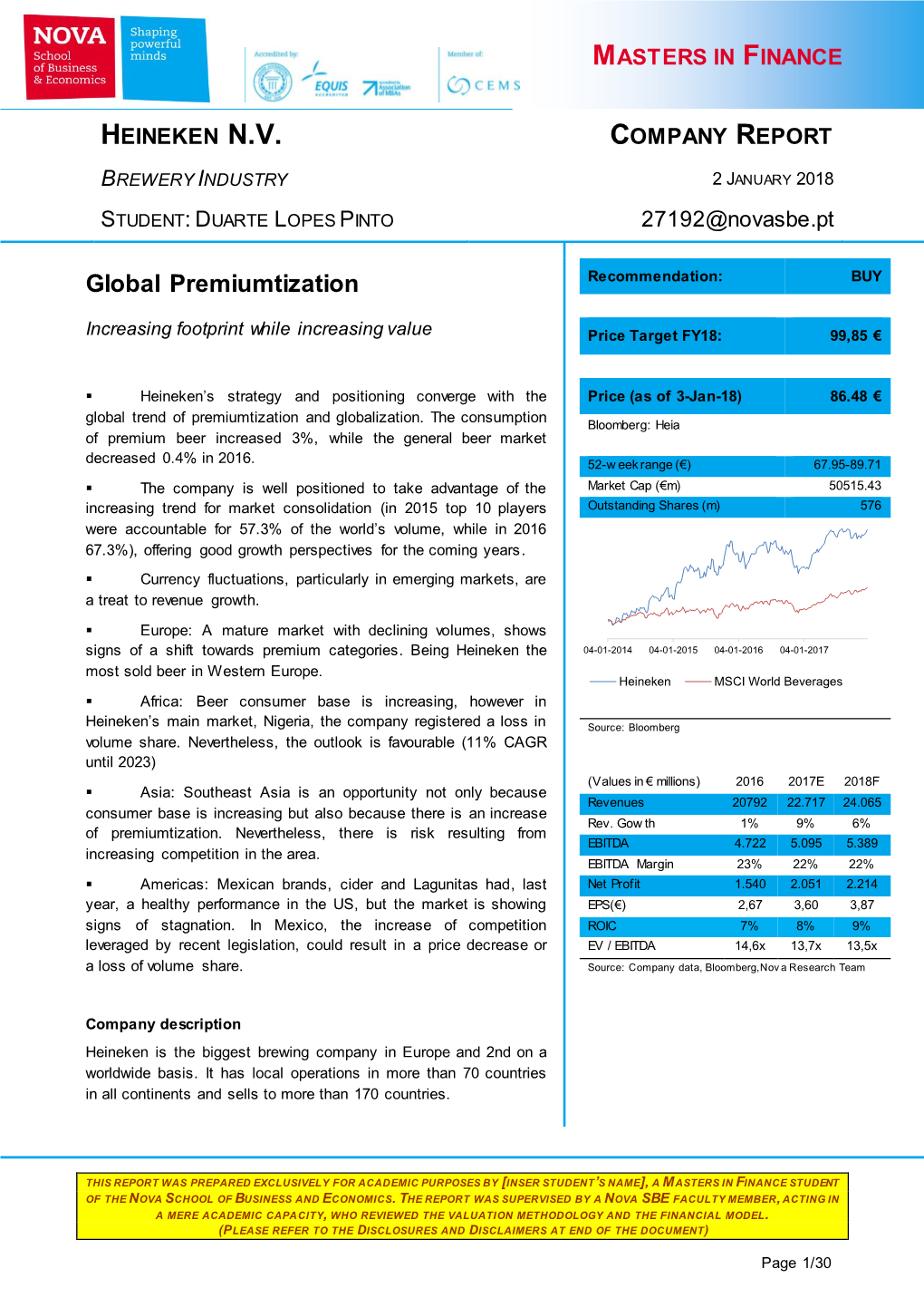 Global Premiumtization Recommendation: BUY