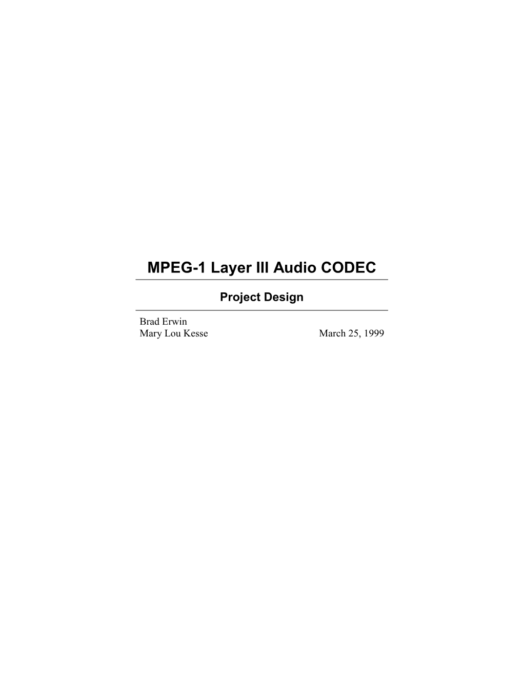 MPEG-1 Layer III Audio CODEC