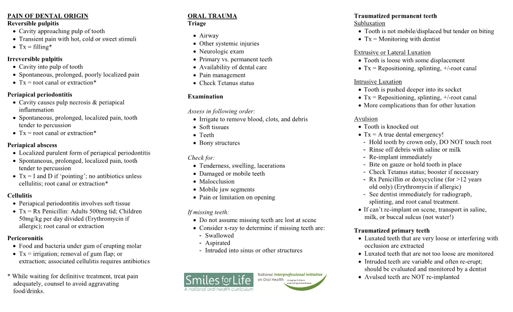 Other Oral Health Risk Assessment