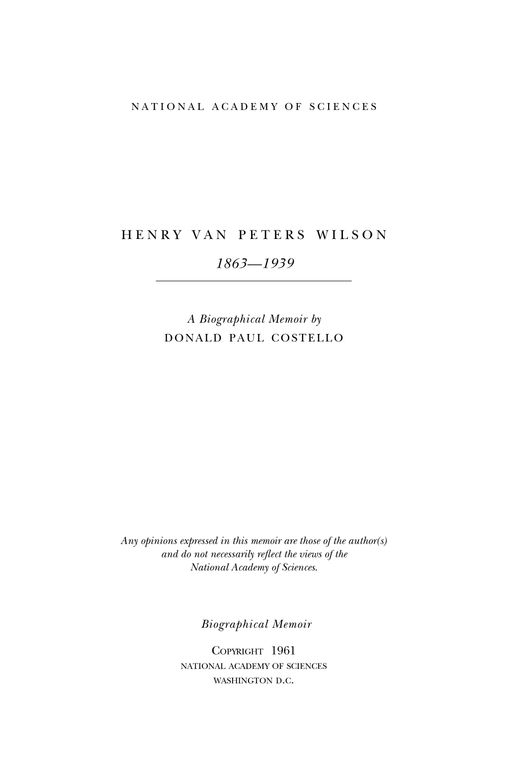 Henry Van Peters Wilson
