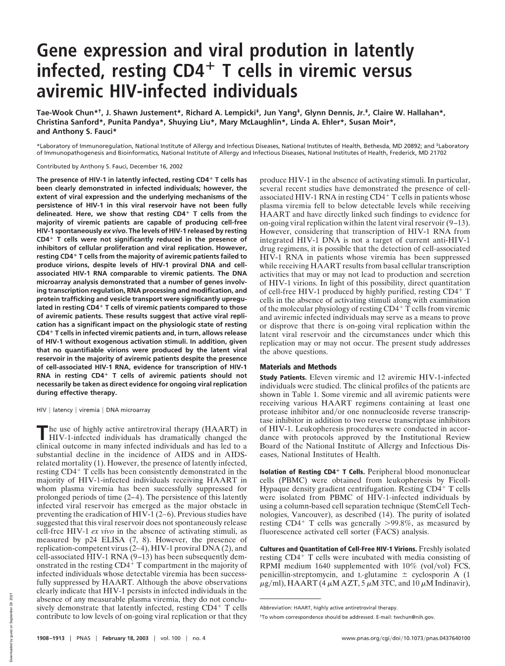 T Cells in Viremic Versus Aviremic HIV-Infected Individuals
