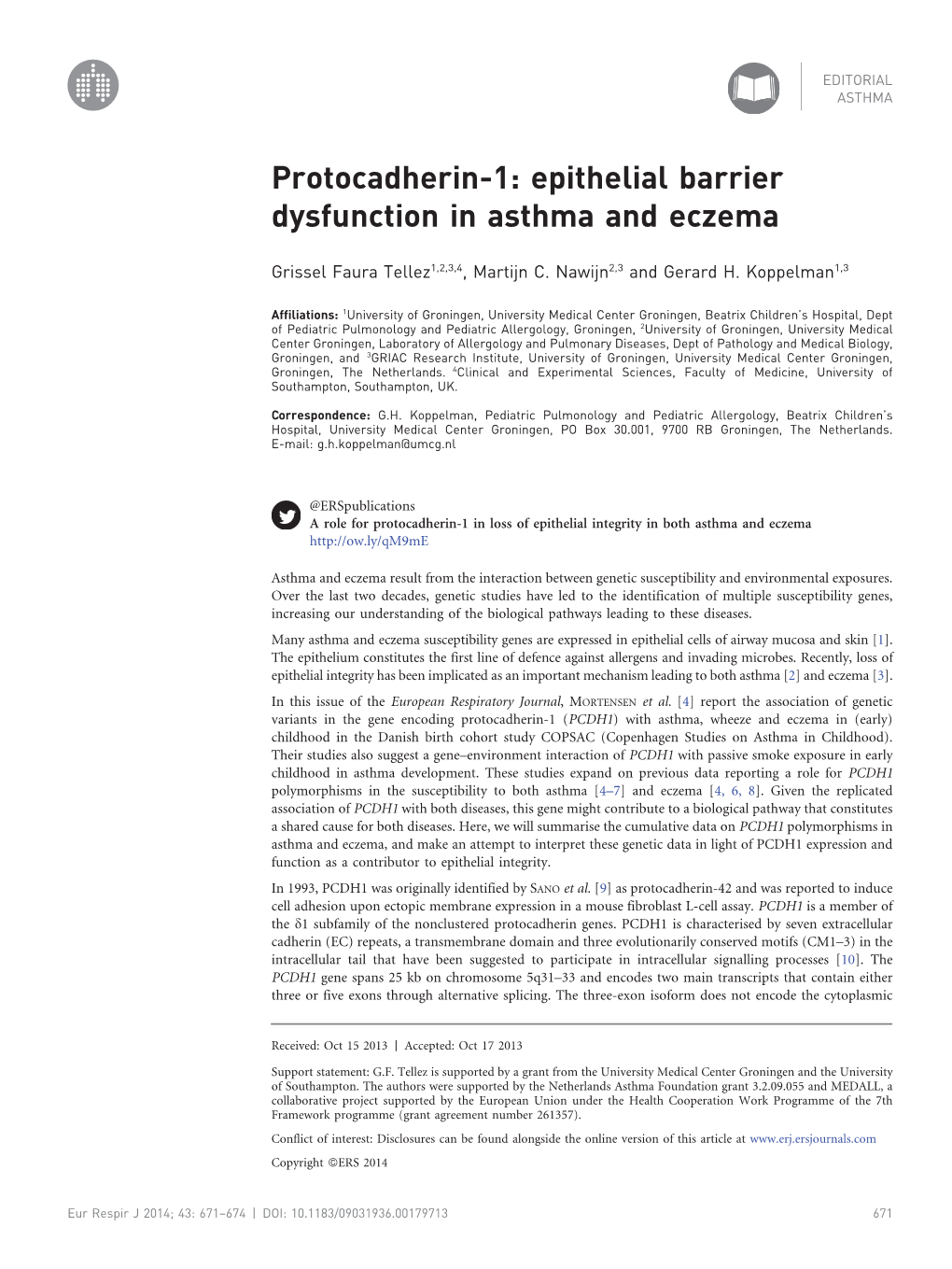 Epithelial Barrier Dysfunction in Asthma and Eczema