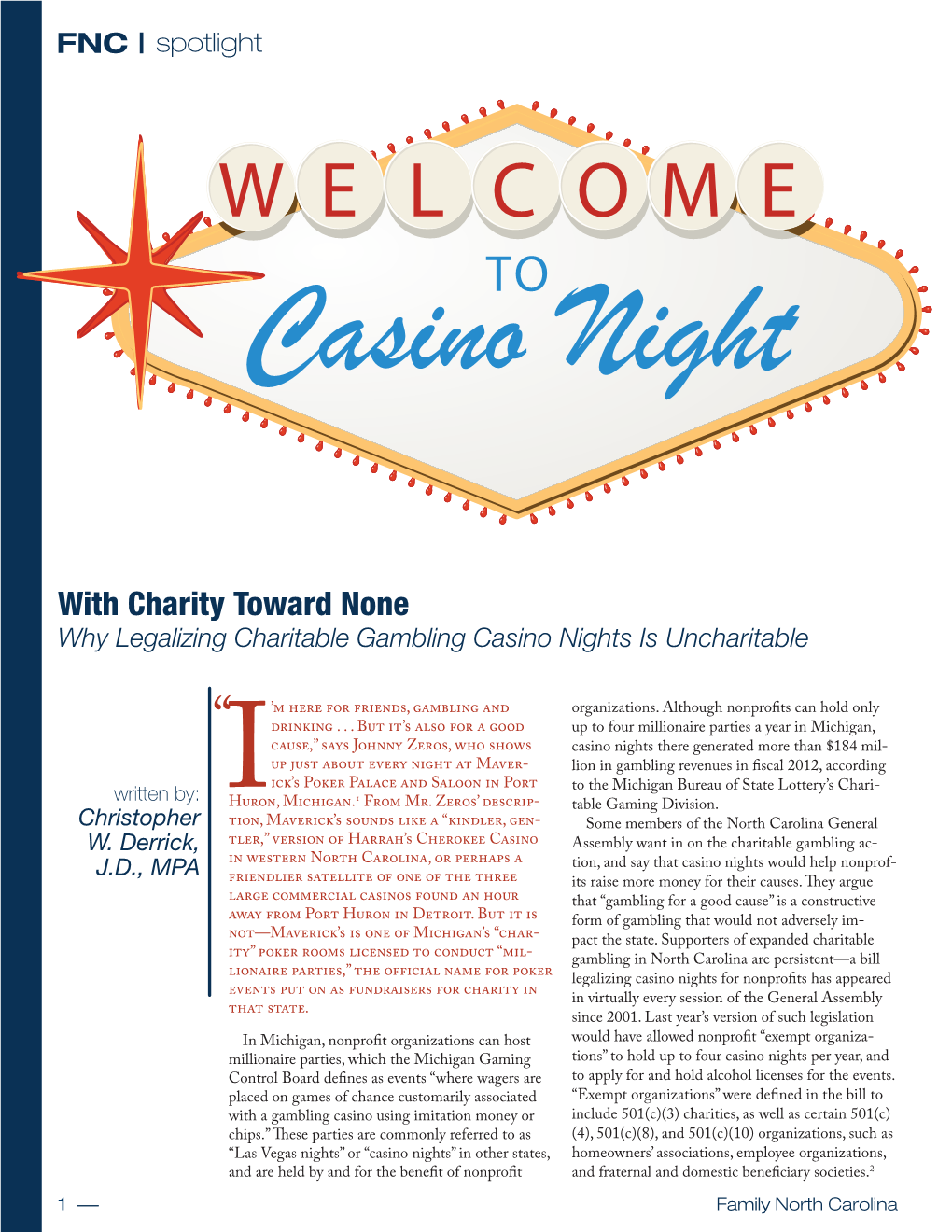 With Charity Toward None Why Legalizing Charitable Gambling Casino Nights Is Uncharitable