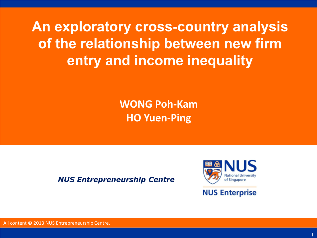 An Exploratory Cross-Country Analysis of the Relationship Between New Firm Entry and Income Inequality