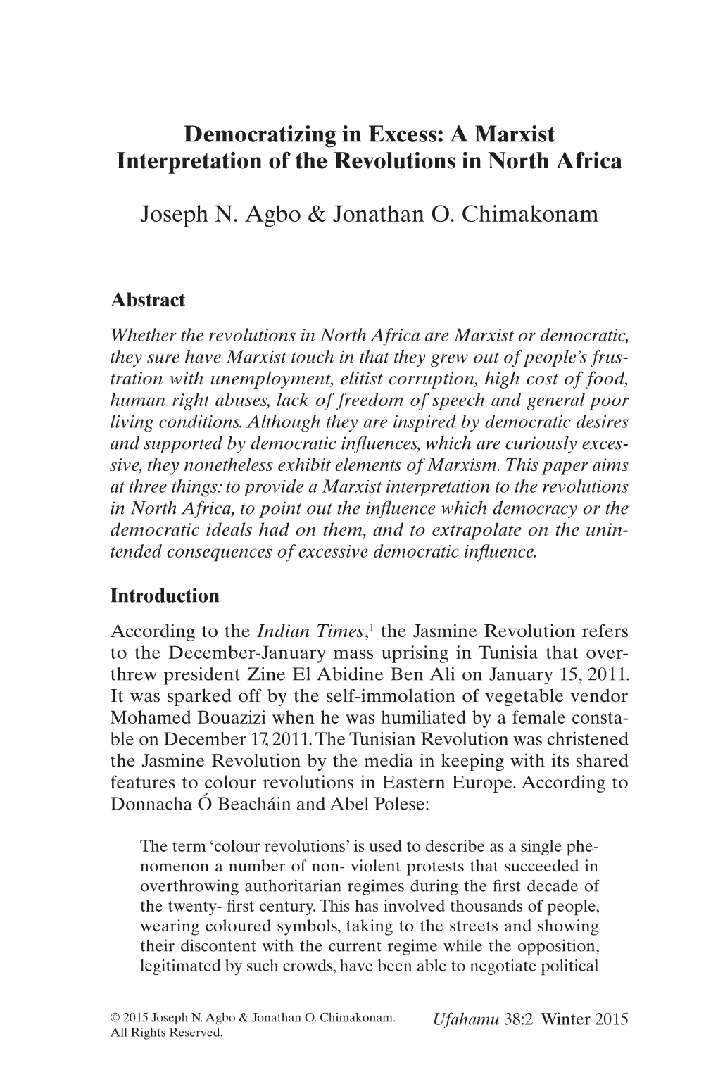 Democratizing in Excess: a Marxist Interpretation of the Revolutions in North Africa