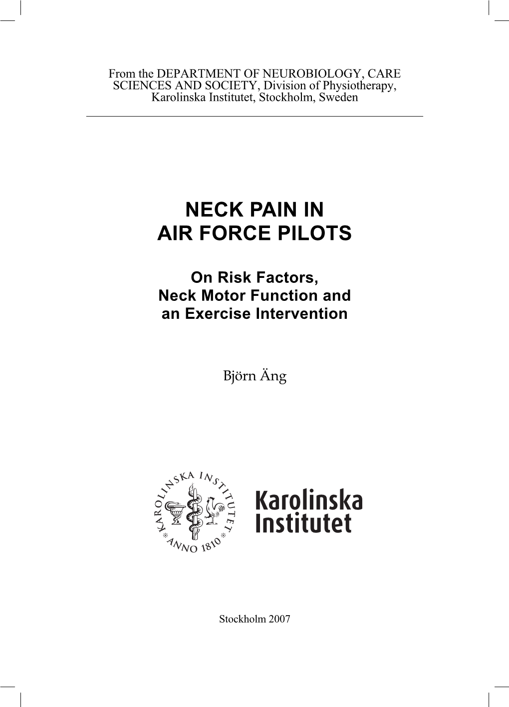 Neck Pain in Air Force Pilots