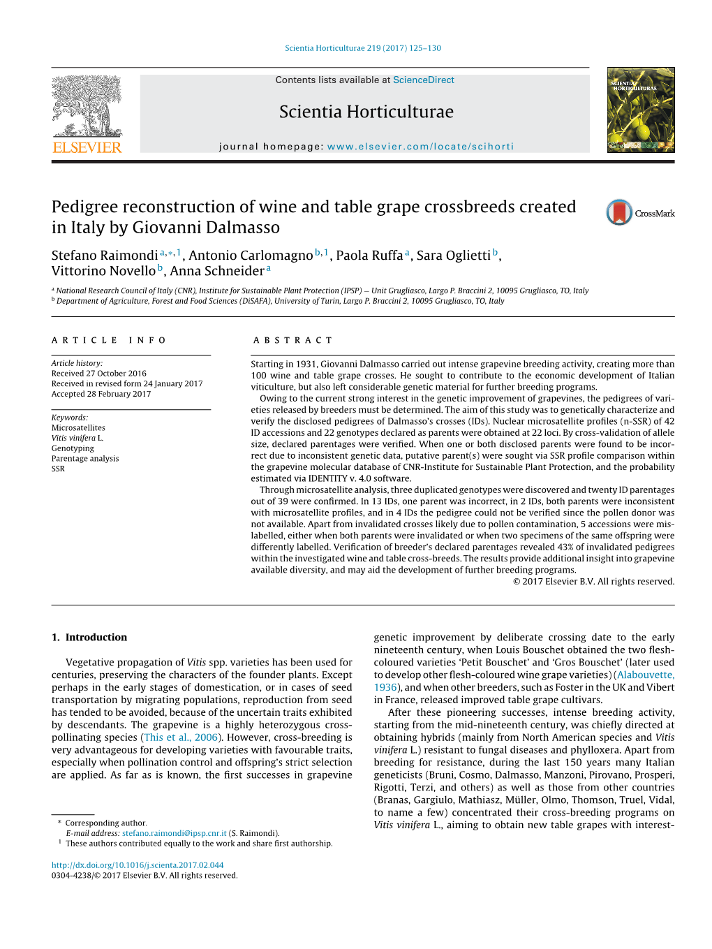 Pedigree Reconstruction of Wine and Table Grape Crossbreeds Created In