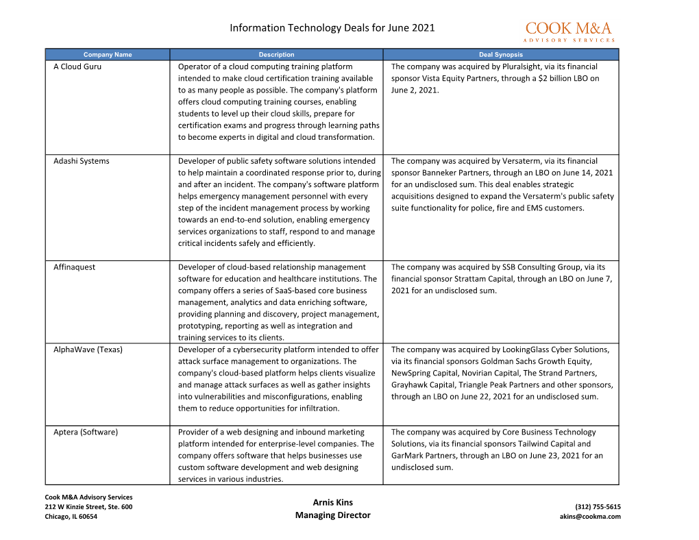 Information Technology Deals for June 2021