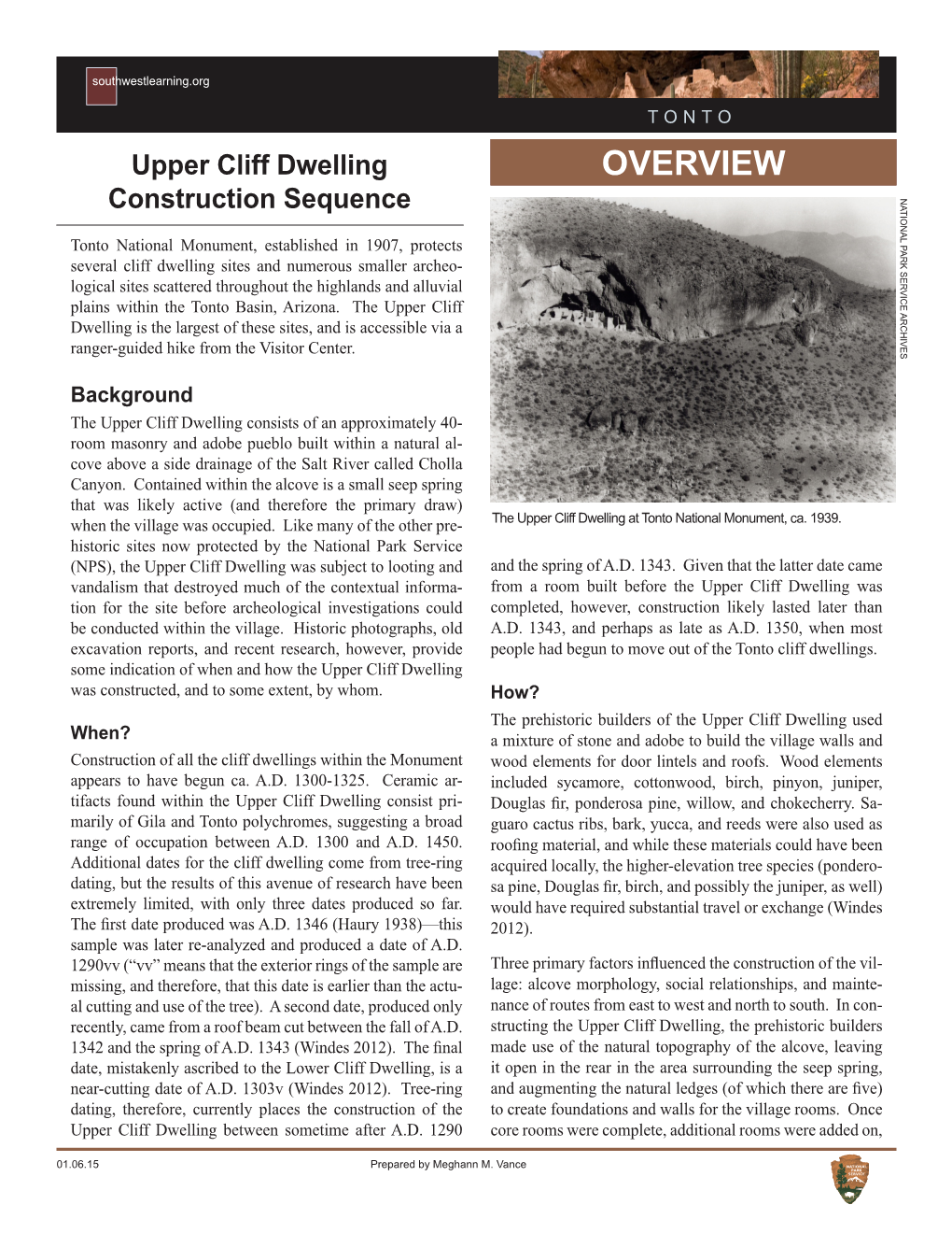 FACT SHEET OVERVIEW Upper Cliff Dwelling