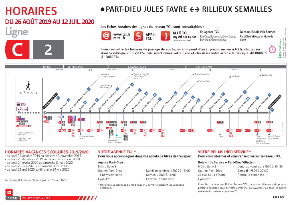 Part-Dieu Jules Favre ←→ Rillieux Semailles Du 26 Août 2019 Au 12 Juil