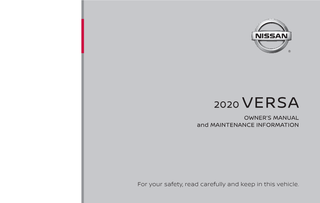 2020 Nissan Versa Sedan Owner's Manual and Maintenance Information