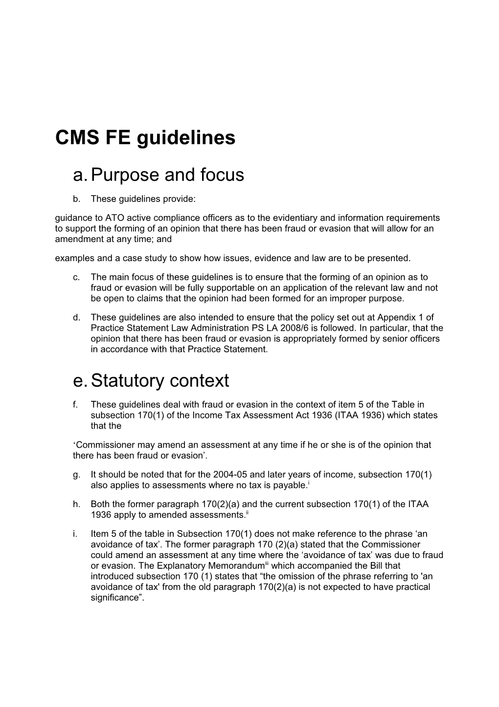 CMS FE Guidelines