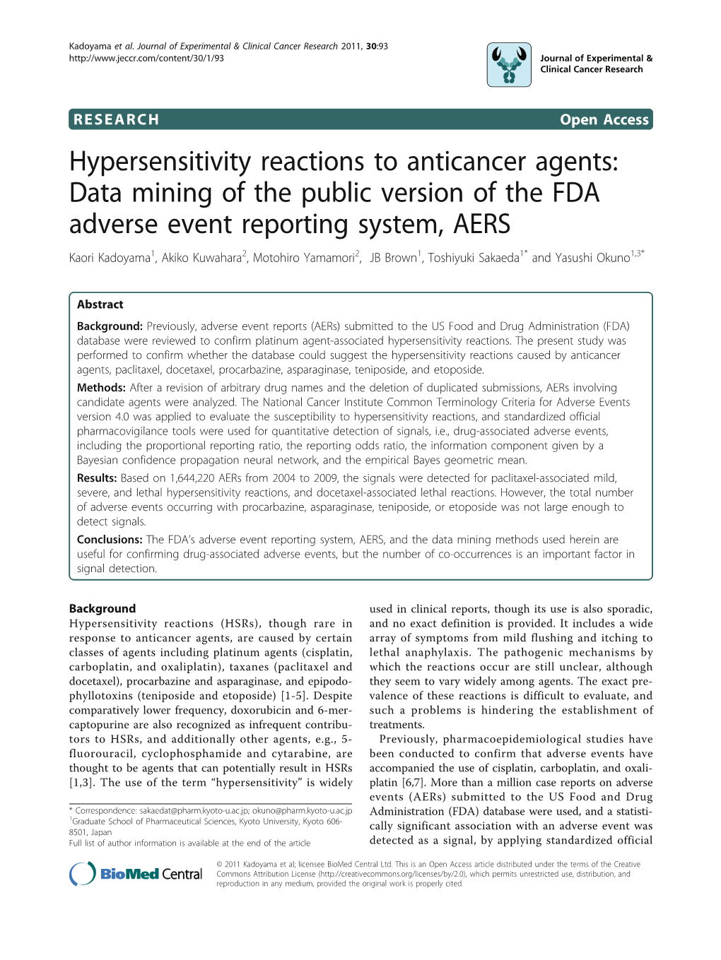 Hypersensitivity Reactions to Anticancer Agents