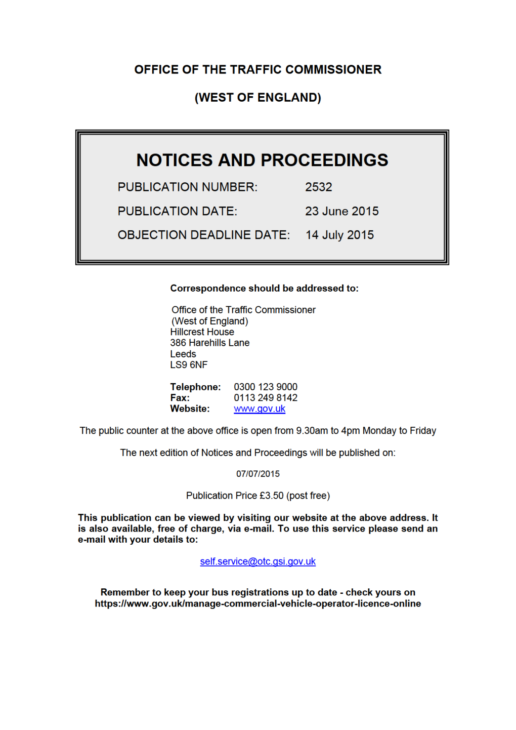 Notices and Proceedings: West of England: 23 June 2015