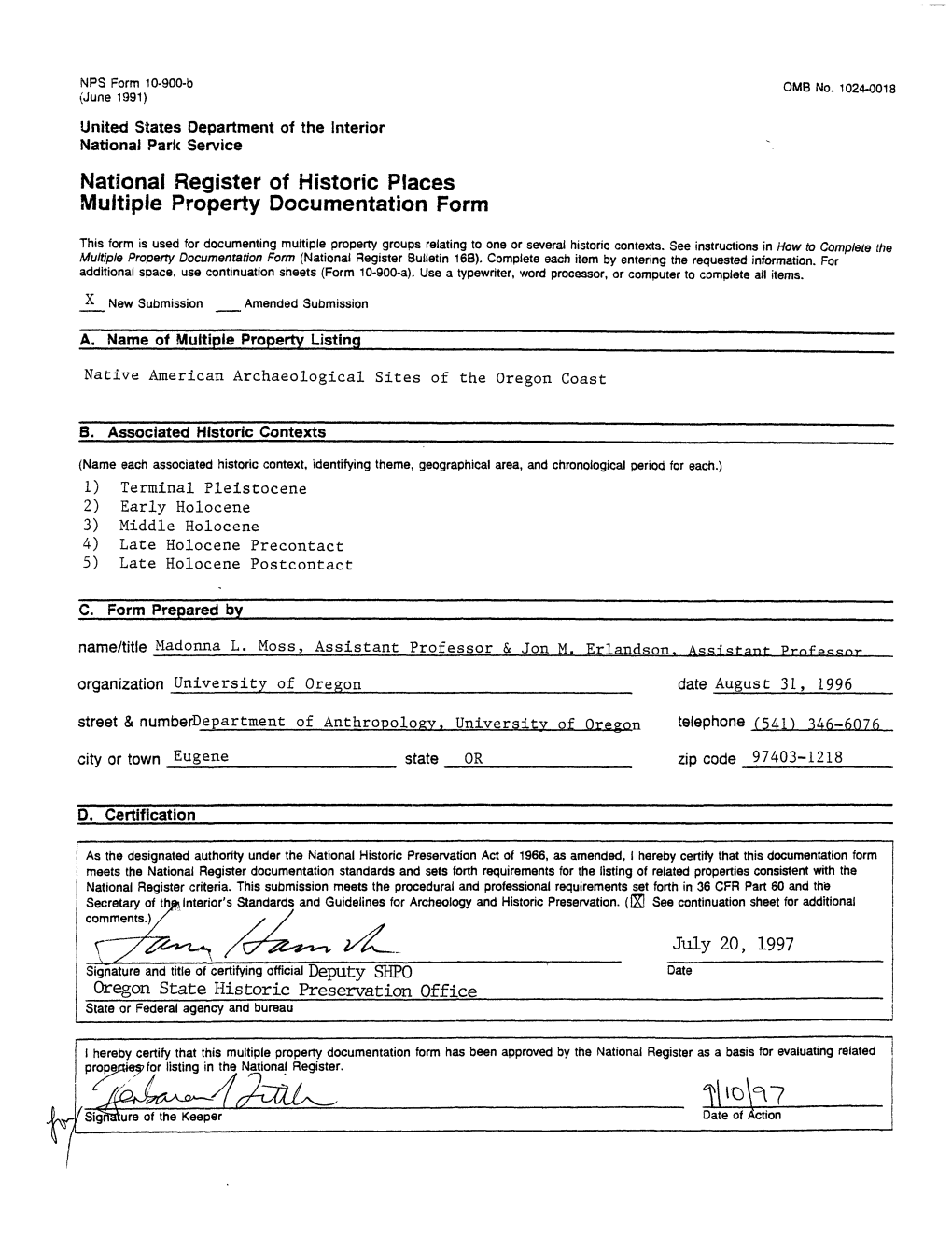 National Register of Historic Places Multiple Property Documentation Form