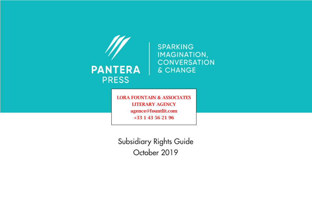 Subsidiary Rights Guide October 2019 Pantera Press — Taking on the Contents World