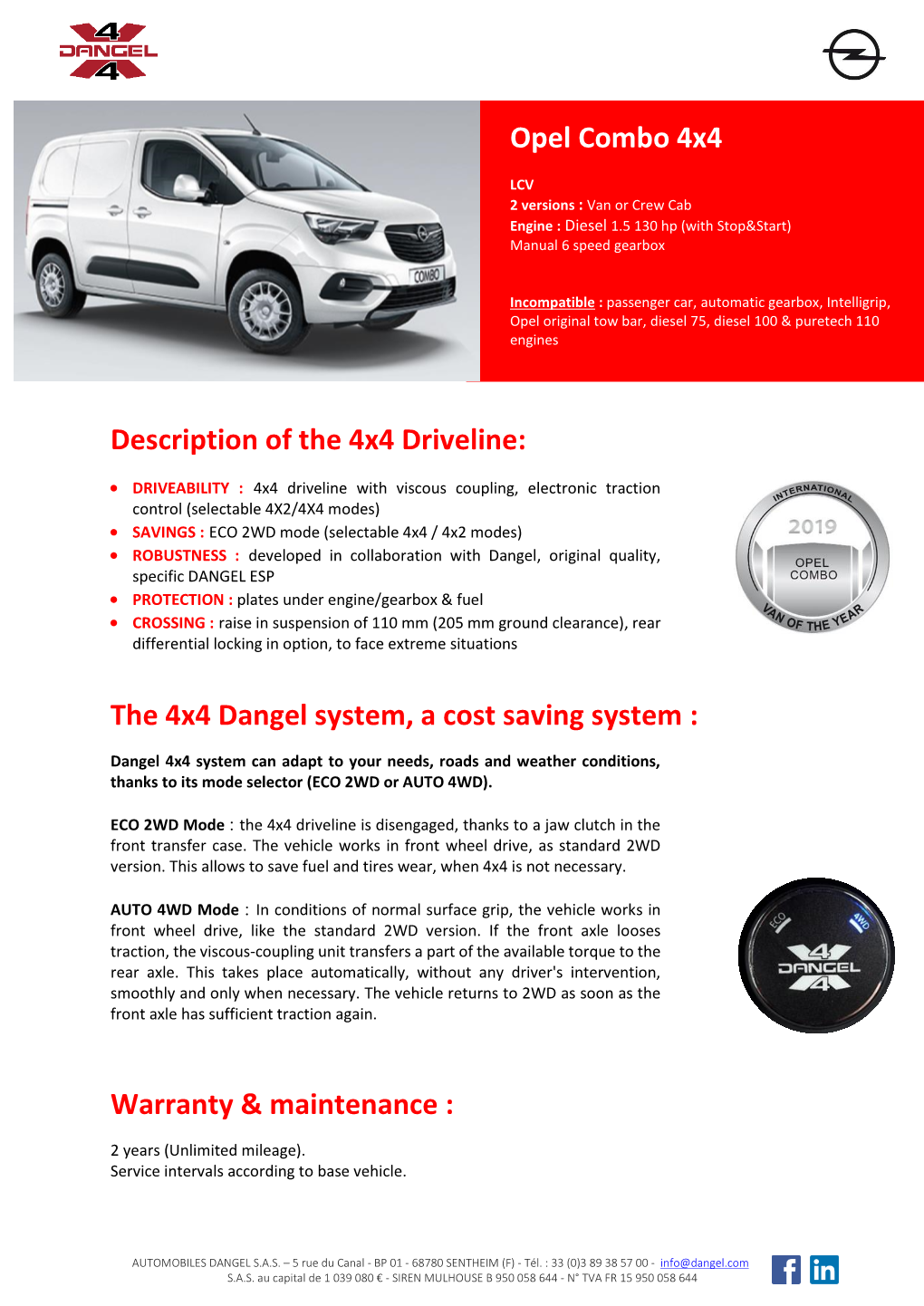 Warranty & Maintenance : Opel Combo