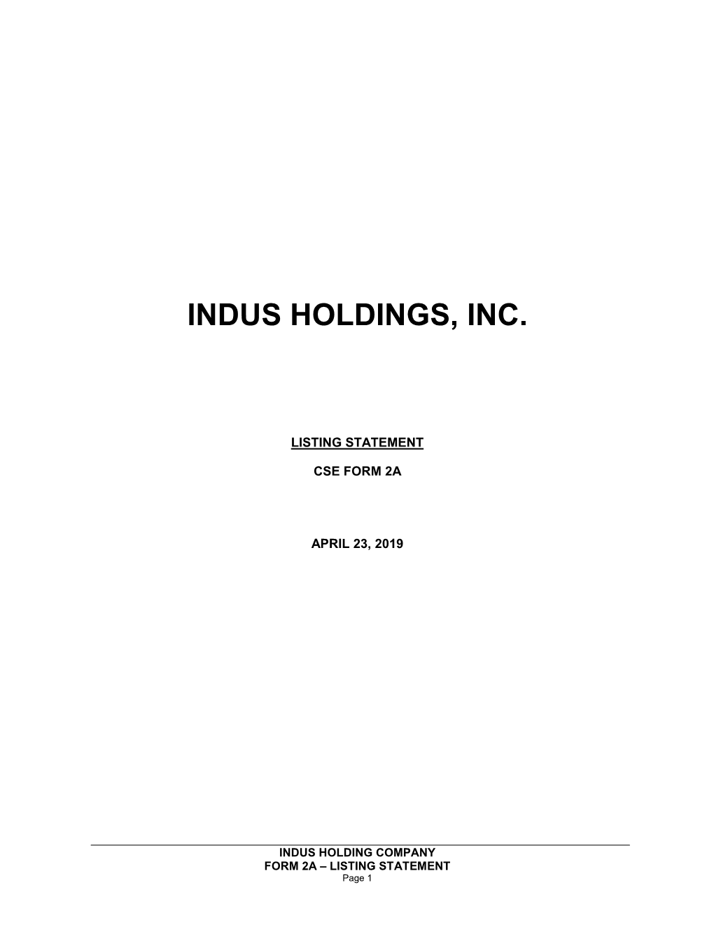 Indus Holdings, Inc